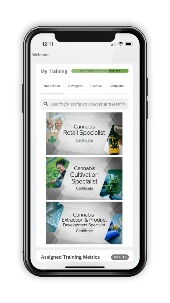 Phone screenshot of cannabis training material